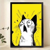 Shocked Cat Wall Art - Funny Yellow Pop Art Print