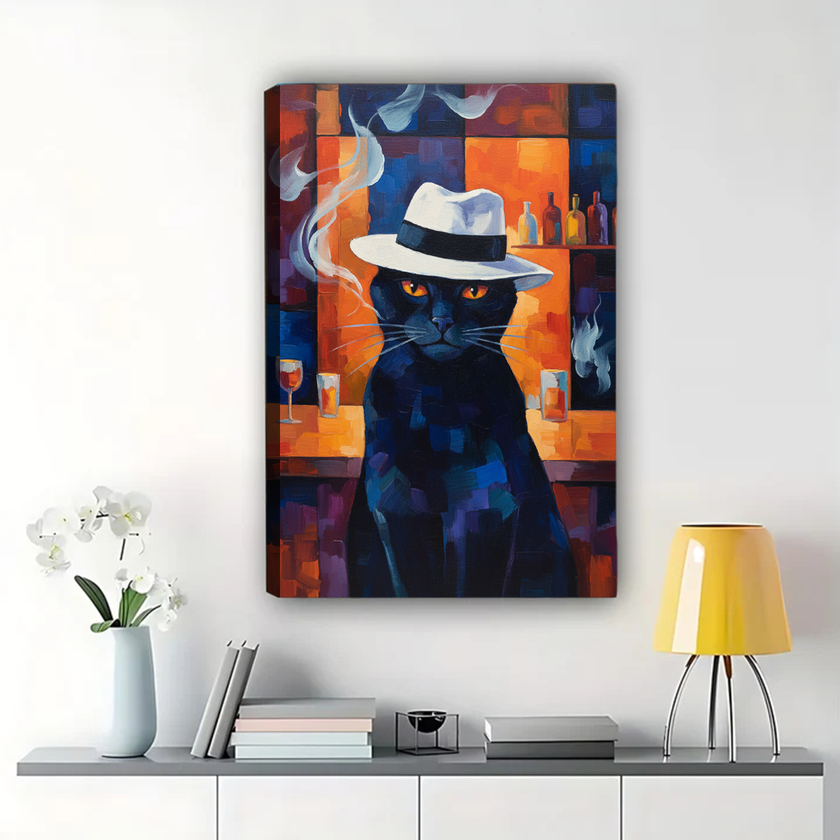 Cool Cat at Bar Wall Art - Bold Abstract Print