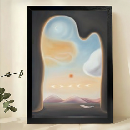 Abstract Arch Landscape Art Print – Dreamy Blue Orange Watercolor Canvas Wall Decor