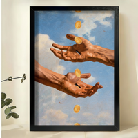 Catching Golden Coins Art Print – Prosperity Abundance Canvas Wall Decor