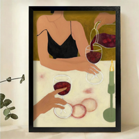 Wine Tasting Art Print – Modern Women Canvas Wall Decor for Home Bar