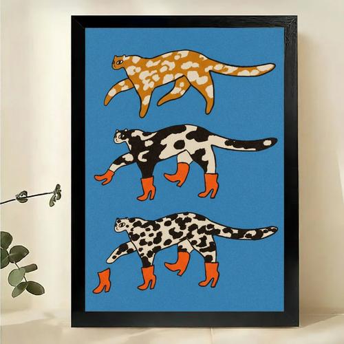Cats in Heels Art Print – Whimsical Animal Wall Art Canvas Framed Decor