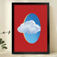 Modern Cloud Art Print – Bold Red Blue Abstract Canvas Wall Decor