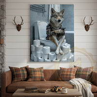 Wolf Canvas Industrial Bathroom Plaid Shirt Humor Canvas Wall Art