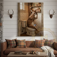 Deer Canvas Rustic Bathroom Coffee Smartphone Humor Canvas Wall Art