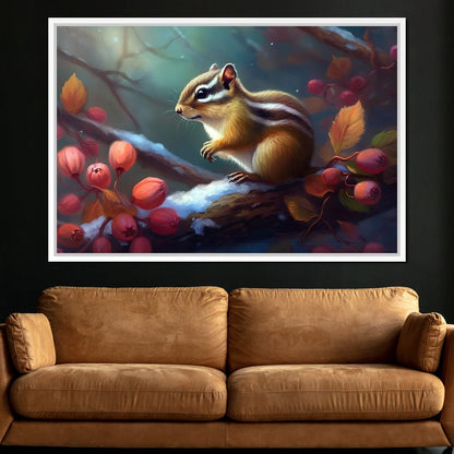 Winter Chipmunk Canvas Wall Art