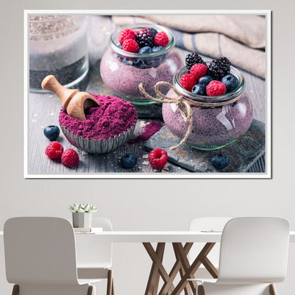 Chia Seeds & Acai Pudding Canvas Wall Art