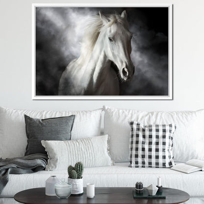 White Stallion Canvas Wall Art