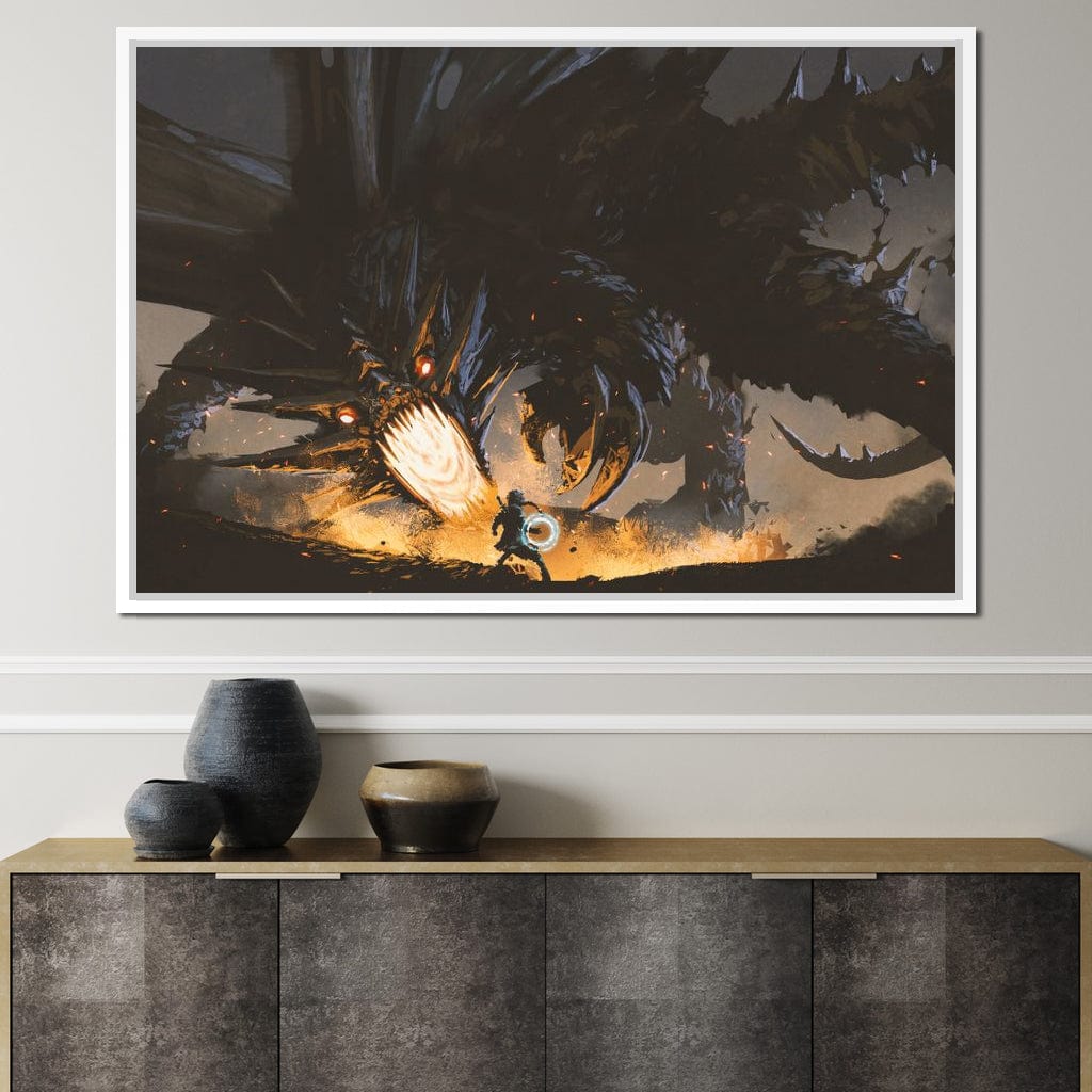 Dark Dragon Clash Canvas Wall Art
