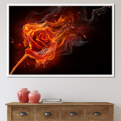 Rose on Fire Canvas Wall Art