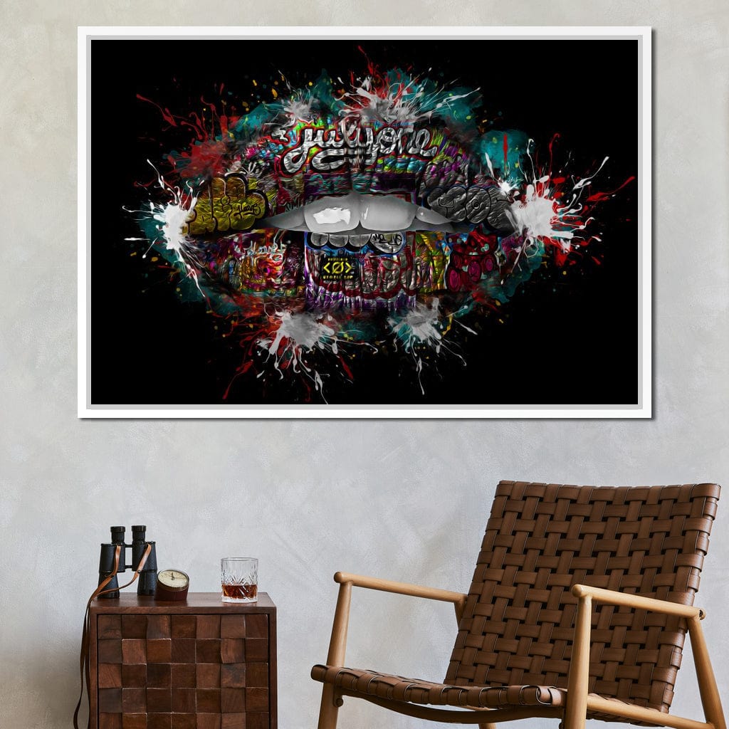 Graffiti Lips Canvas Wall Art