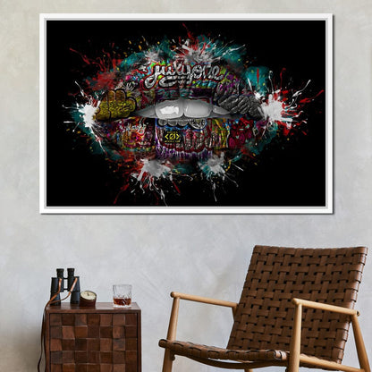 Graffiti Lips Canvas Wall Art