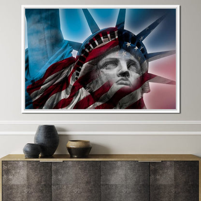 Patriotic Statue of Liberty Canvas Wall Art