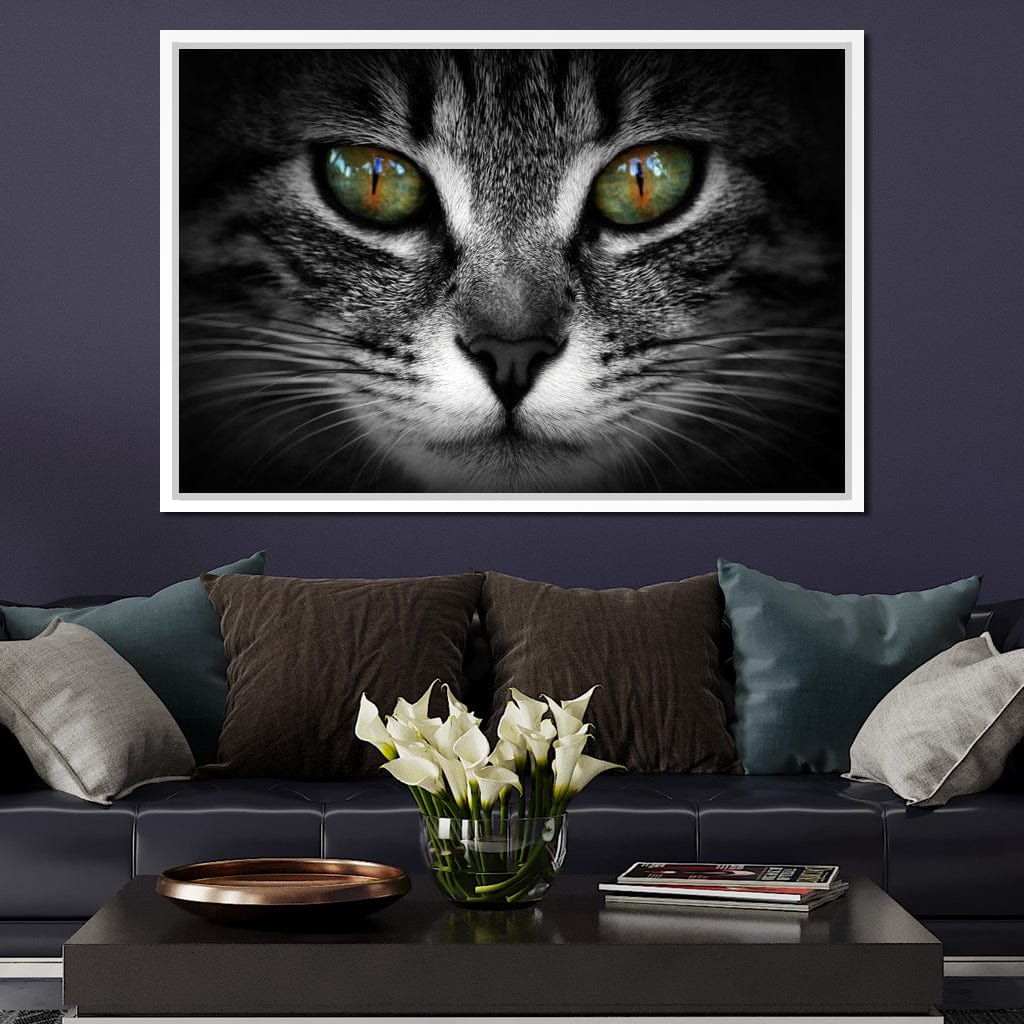 Green Eyed Cat Canvas Wall Art