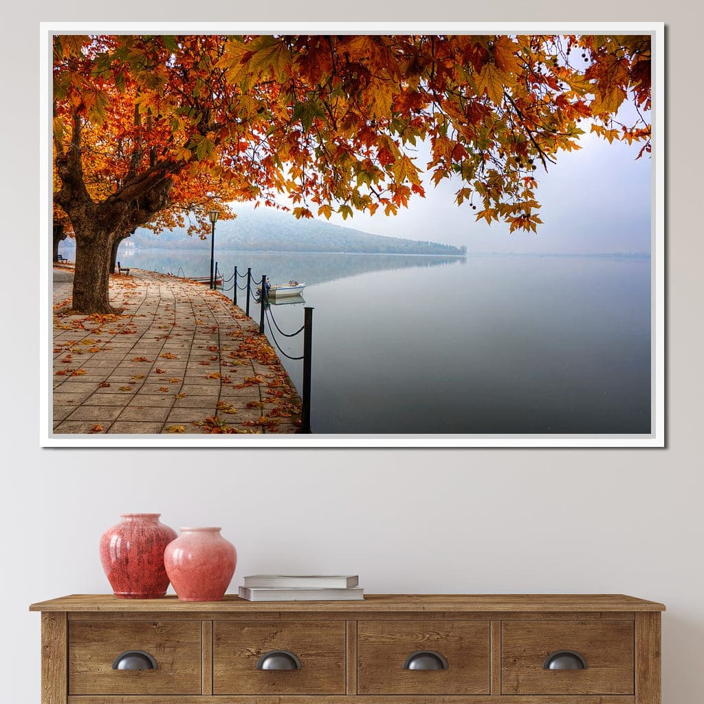 Lakeshore by Fall Canvas Wall Art