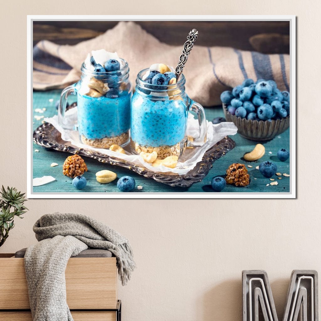 Chia Seeds & Blueberries Pudding Canvas Wall Art