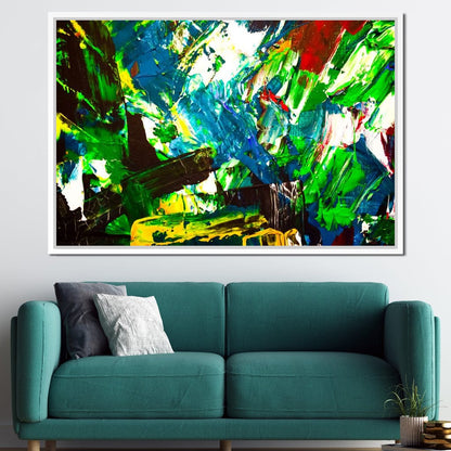 Abstract Emerald Splash Canvas Wall Art