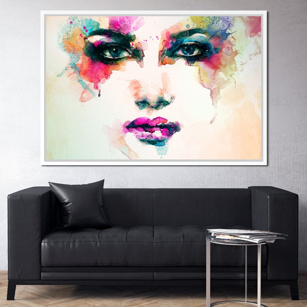Watercolor Abstract Woman Portrait Canvas Wall Art