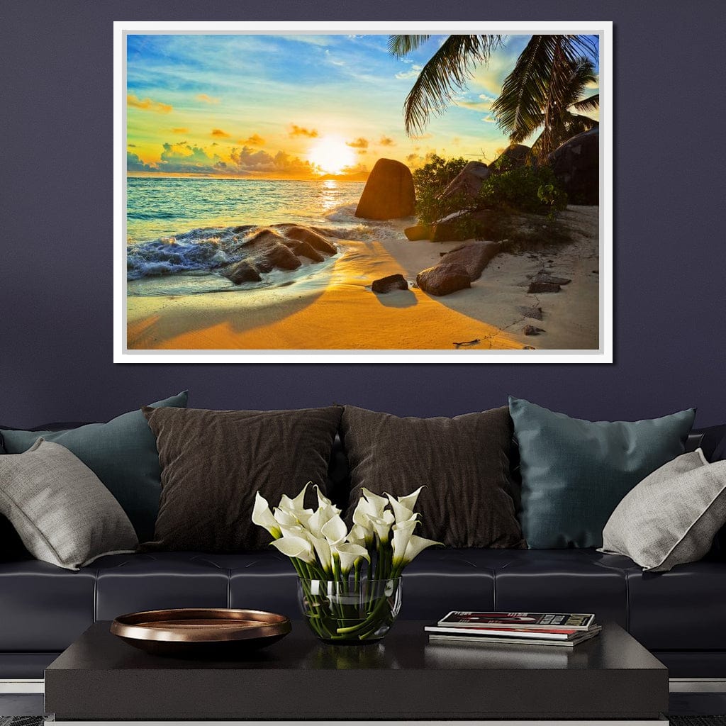 Natural Beach Sunset Canvas Wall Art