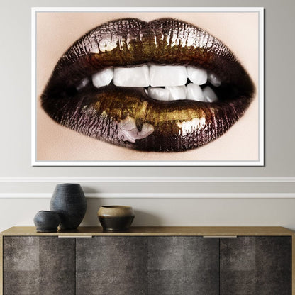 Black & Gold Lips Canvas Wall Art