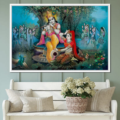 Radha & Krishna Love Tree Canvas Wall Art