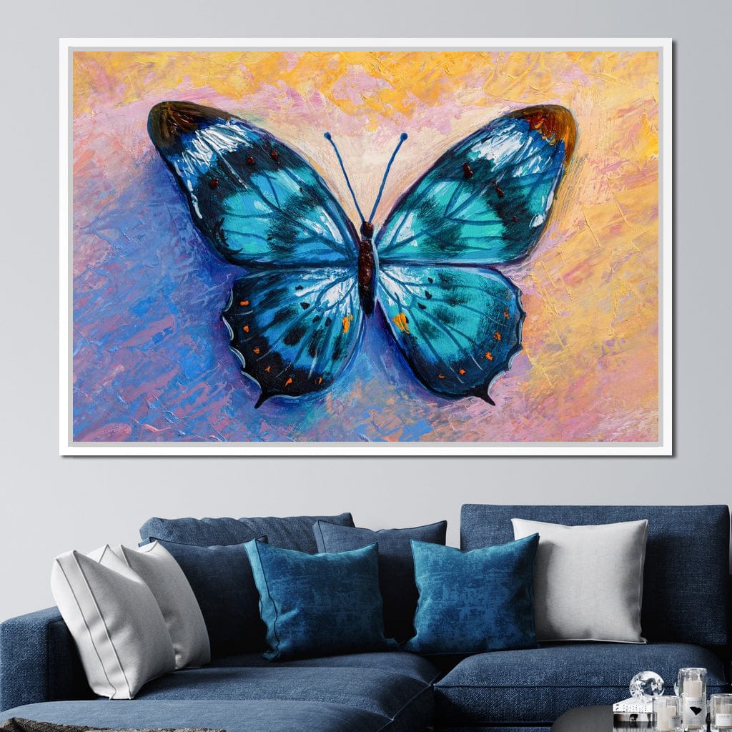 Light Blue Butterfly Canvas Wall Art