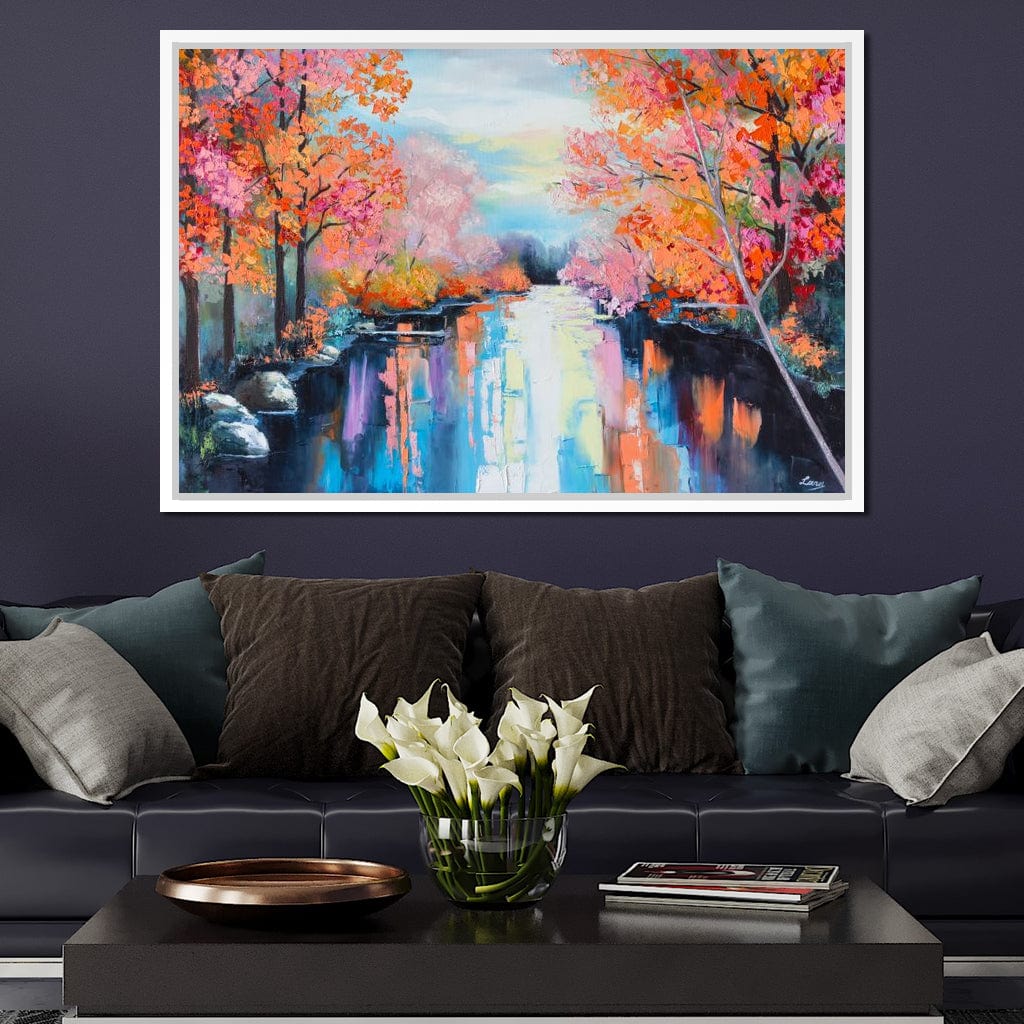 Autumn Stream Pastel Canvas Wall Art