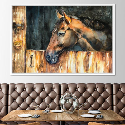 Horse in the Stable Canvas Wall Art