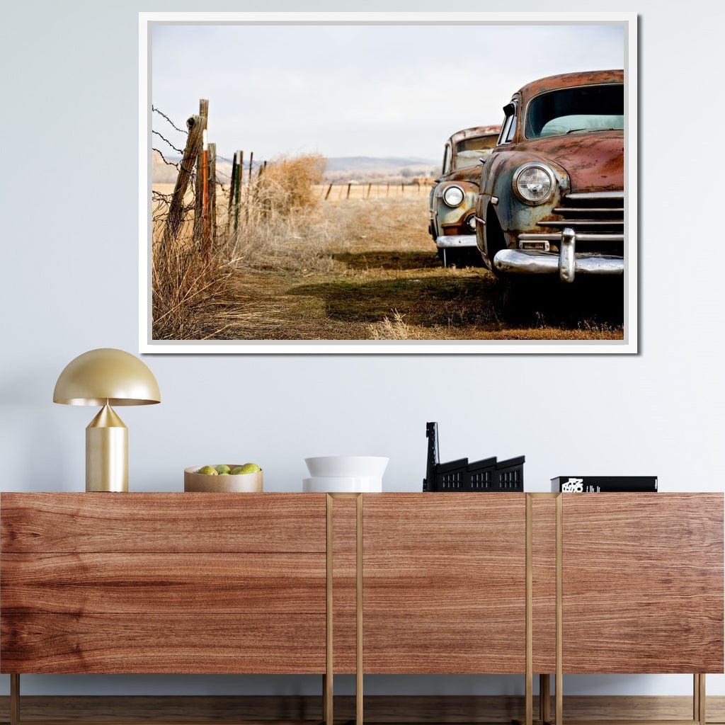 Abandoned Cars Canvas Wall Art
