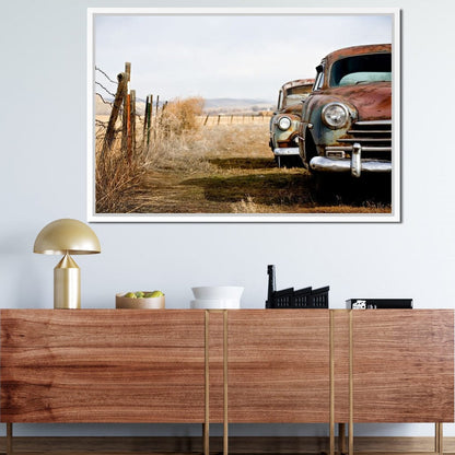 Abandoned Cars Canvas Wall Art