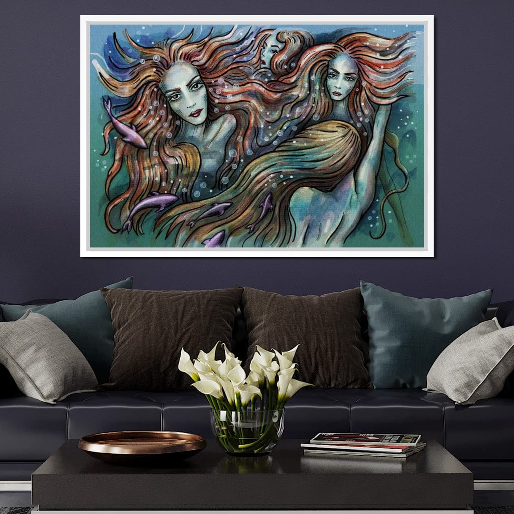 The 4 Mermaids Canvas Wall Art