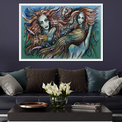 The 4 Mermaids Canvas Wall Art