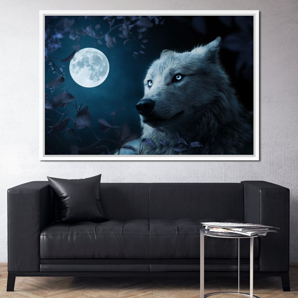 Wolf Full Moon Canvas Wall Art