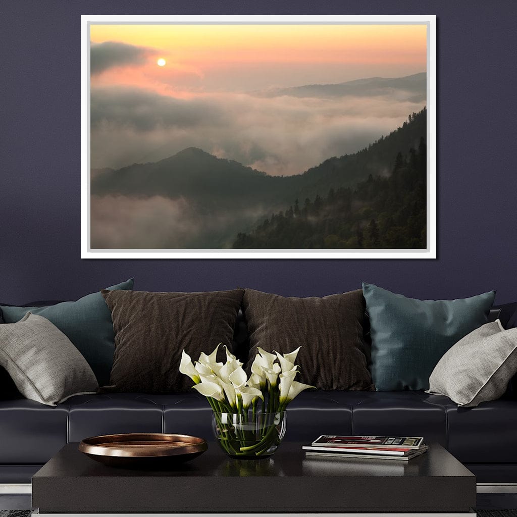 Fog over the Forest Canvas Wall Art