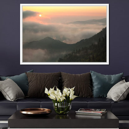 Fog over the Forest Canvas Wall Art