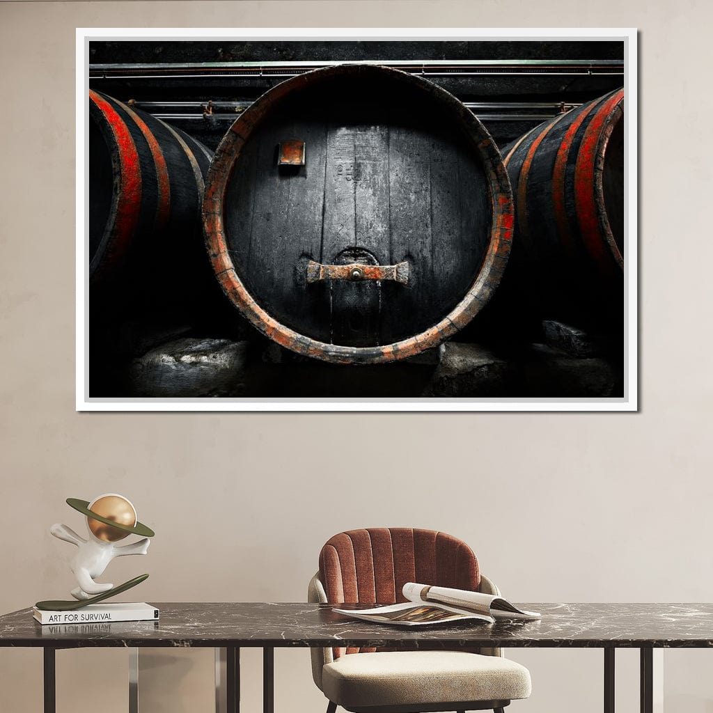 Traditional Wood Barrel Canvas Wall Art