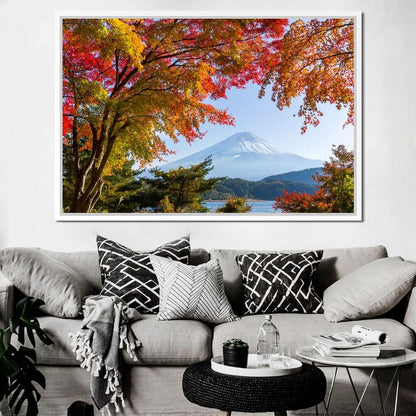 Autumn Trees by Mount Fuji Canvas Wall Art