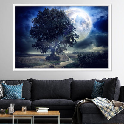 Giant Moon Summer Night Canvas Wall Art