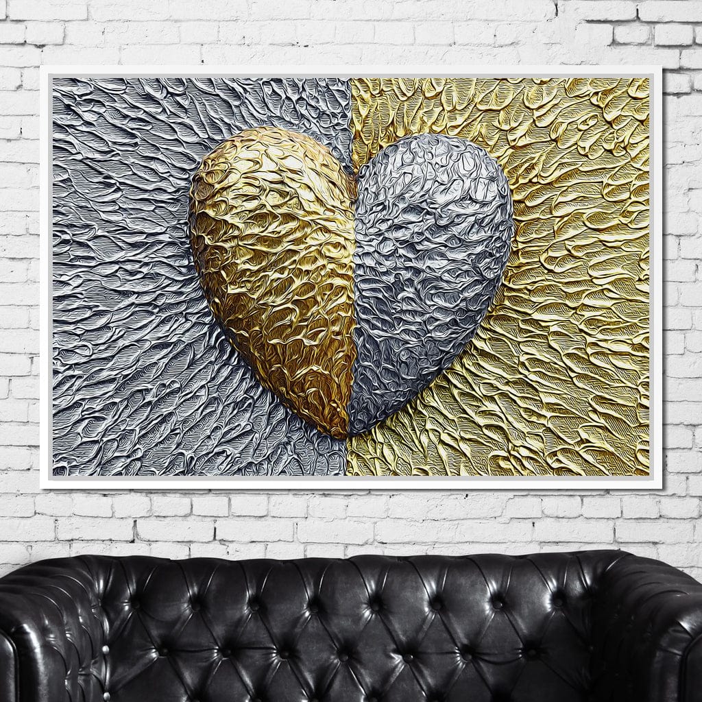 Due Color Heart Canvas Wall Art