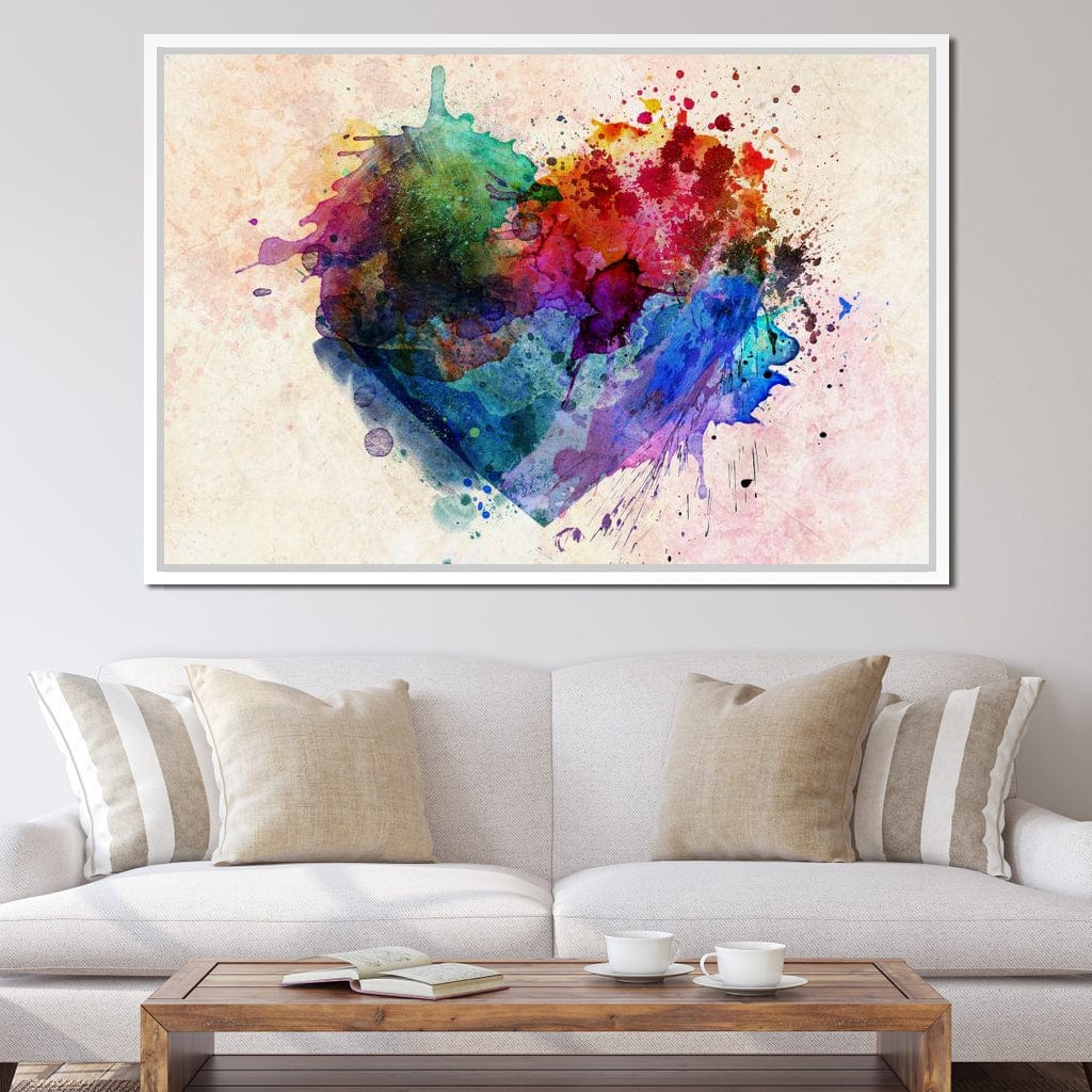 Heart Splash Canvas Wall Art