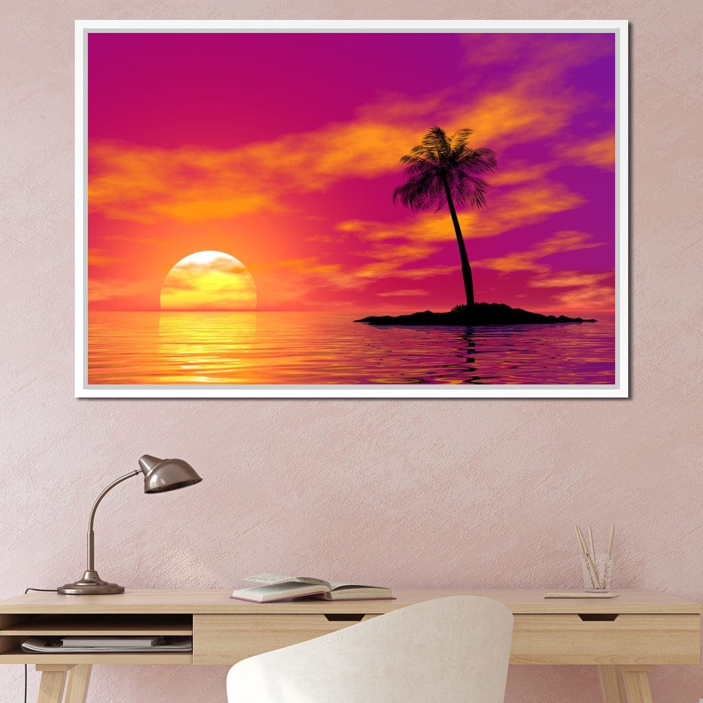 Sunset Island Canvas Wall Art