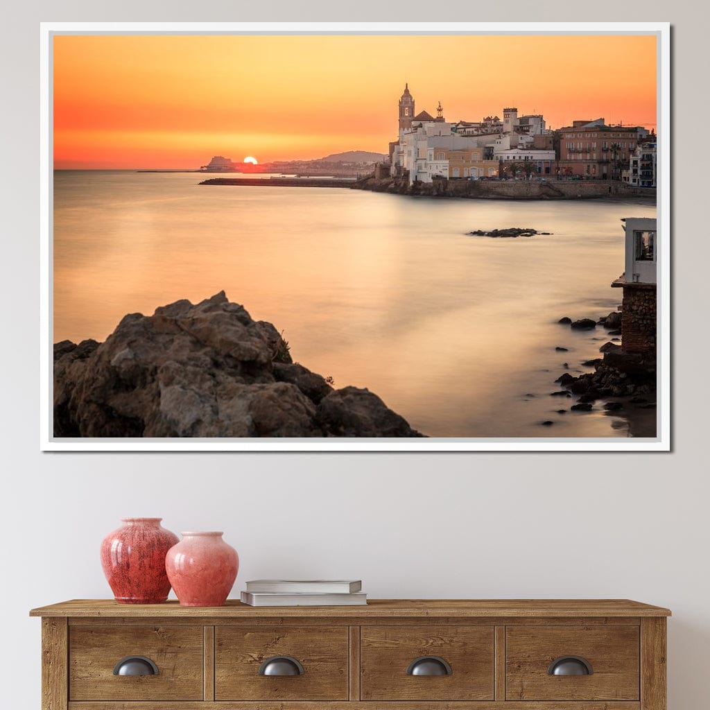Sunset over Sitges Canvas Wall Art