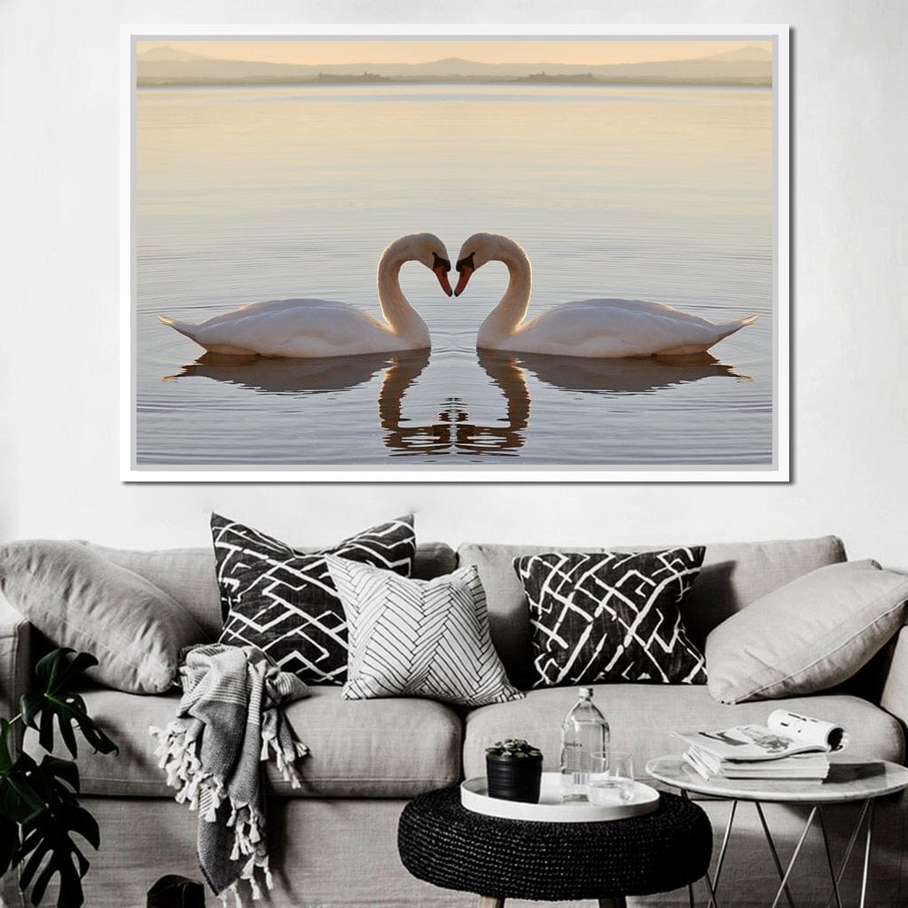 Swans On The Lake Canvas Wall Art