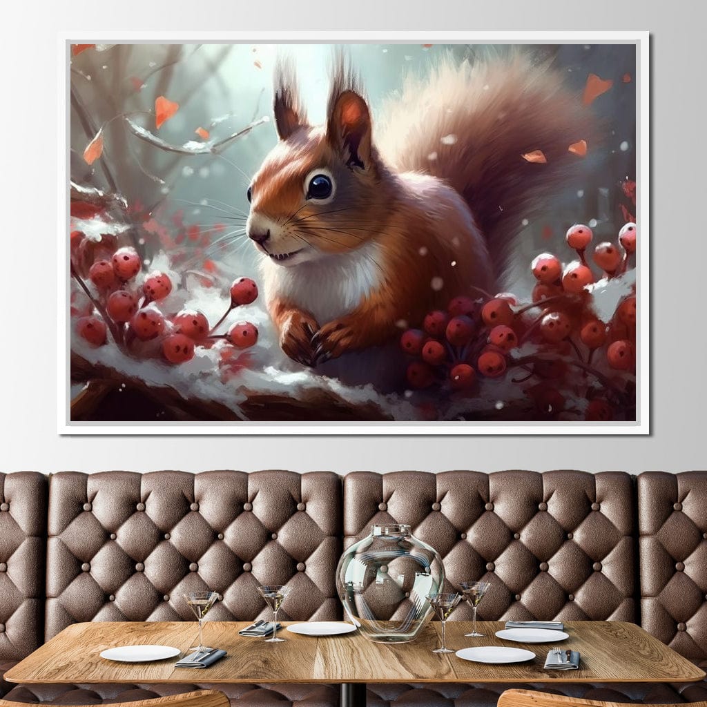 Winter Squirrel Canvas Wall Art
