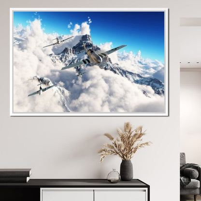 P51 Mustangs Winter Squadron Canvas Wall Art