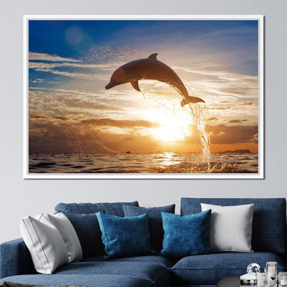 Leaping Dolphin Canvas Wall Art