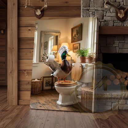 Duck Canvas Cottage Bathroom Towel Wrapped Humor Canvas Wall Art
