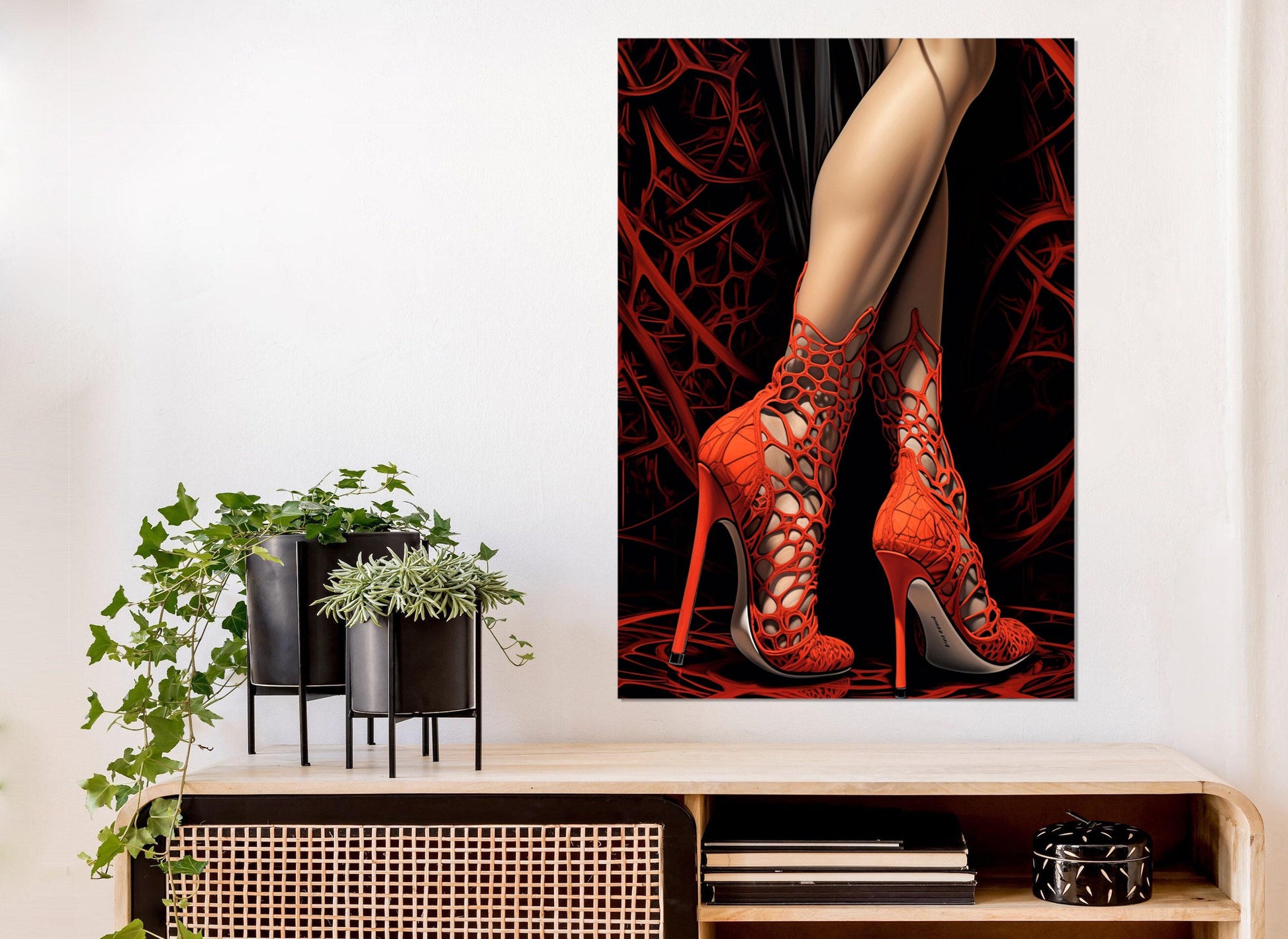 Erotic Wall Art – Sexy Woman Legs Painting on High Heels Canvas Print