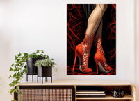 Erotic Wall Art – Sexy Woman Legs Painting on High Heels Canvas Print