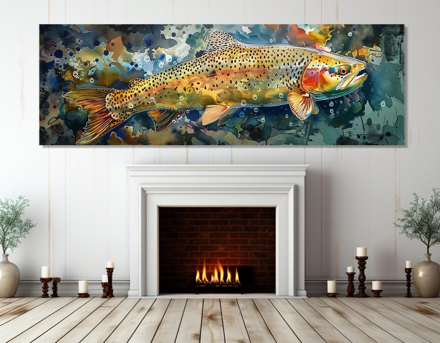 Rainbow Trout Canvas Print – Abstract Fish Canvas | Ready to Hang Fishing Wall Art